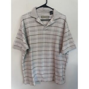 Vintage Naturalife 90s 100% Cotton Textured Beige Polo Pullover Size LARGE